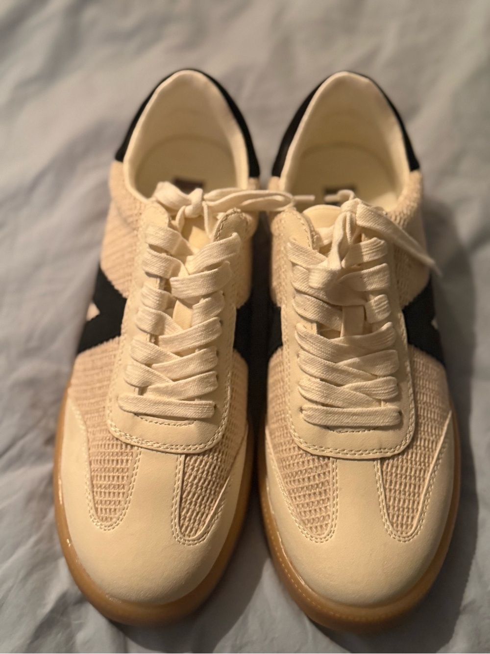 Women’s Cream Athletic Sneakers with Black Accent